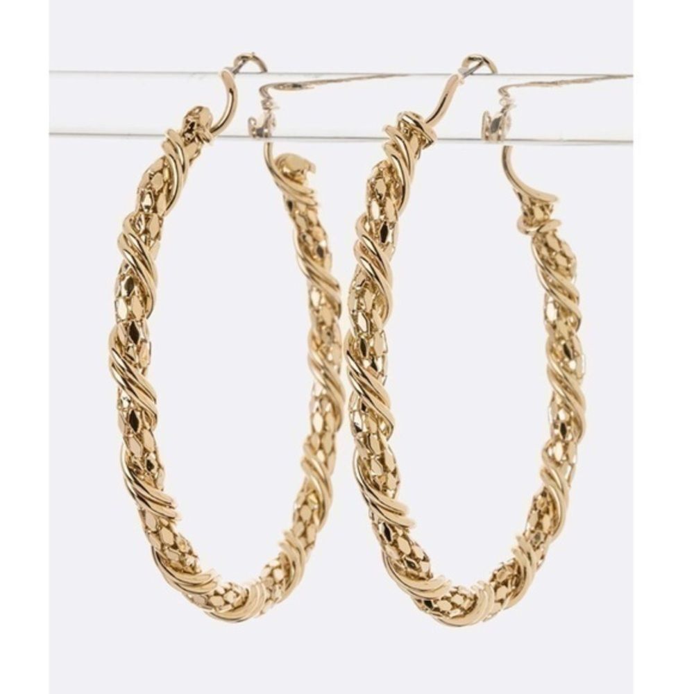 Twist Chain Metal Hoops Earrings